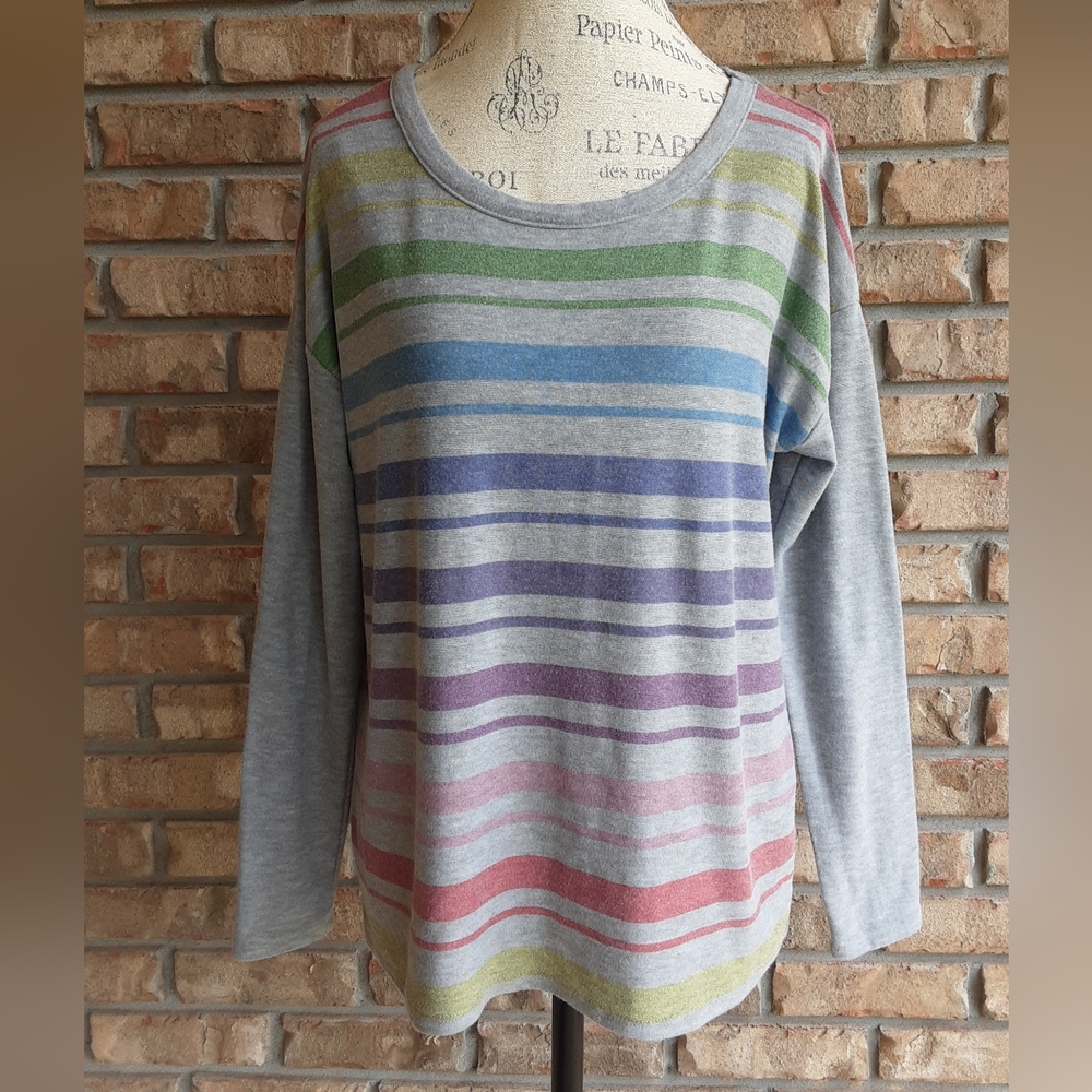 Chaser Stripe Long Sleeve Casual Top.